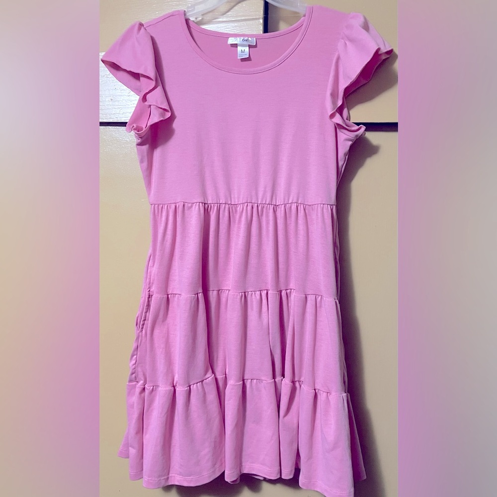 Pink Ruffled Dress with pockets